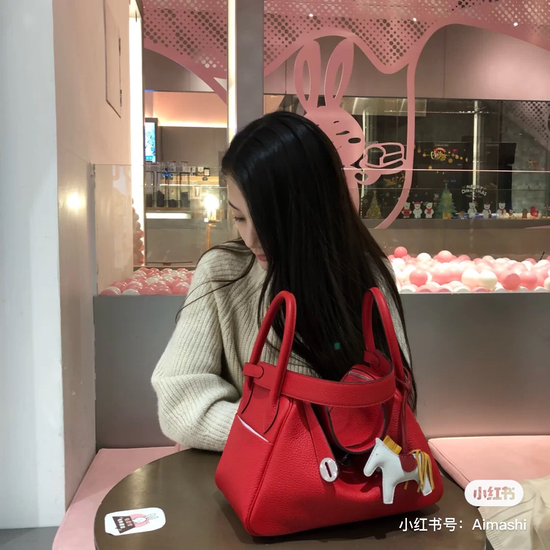[TOP] HERMES Swift Leather Lindy Bags 30cm - Chinese Red - GHW&SHW