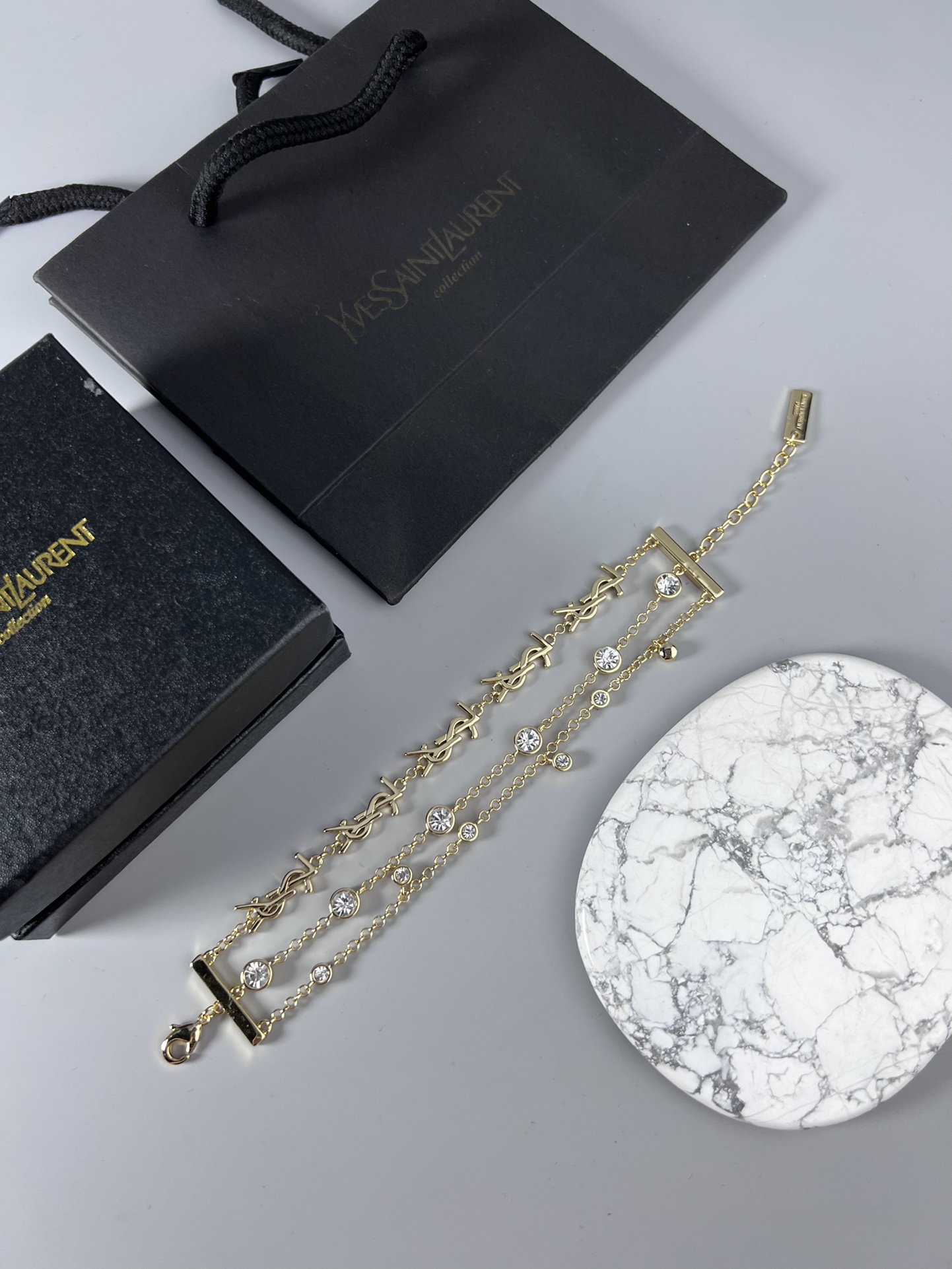 [TOP] Yves Saint Laurent YSL Metal Logo Bracelet - 2 Color - YSL