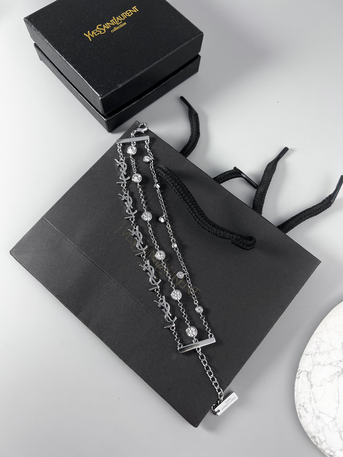 [TOP] Yves Saint Laurent YSL Metal Logo Bracelet - 2 Color - YSL