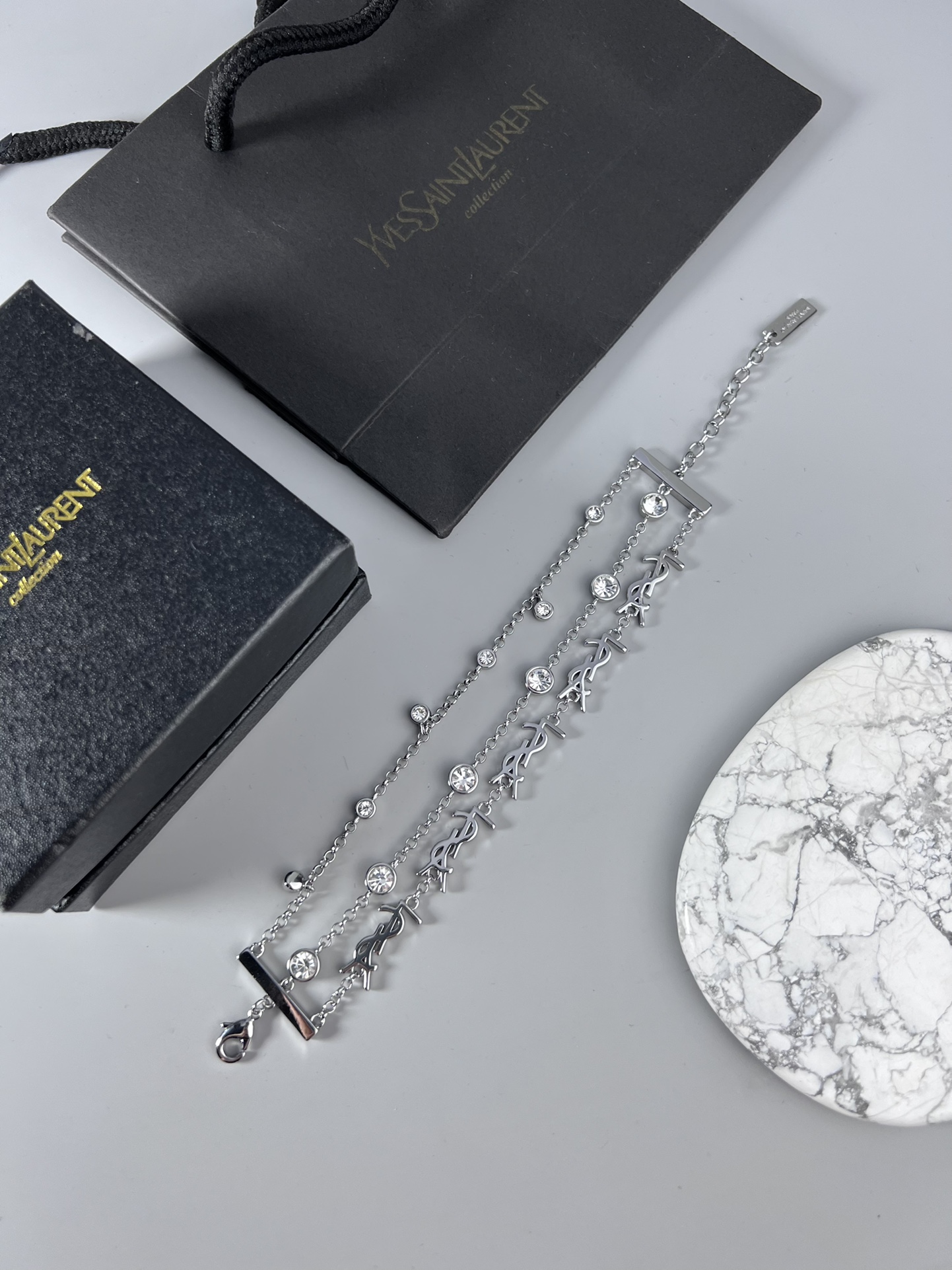 [TOP] Yves Saint Laurent YSL Metal Logo Bracelet - 2 Color - YSL