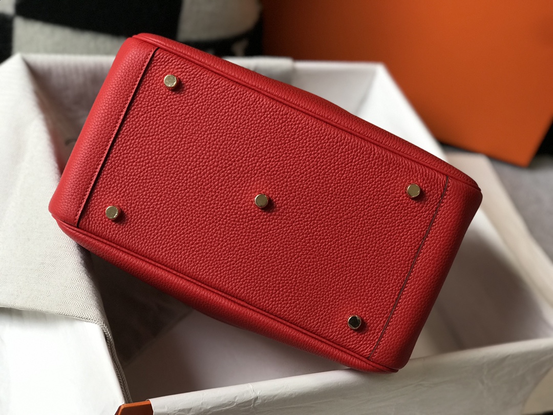[TOP] HERMES Swift Leather Lindy Bags 30cm - Chinese Red - GHW&SHW
