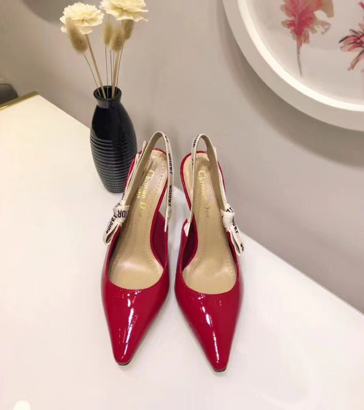 [TOP] Christian Dior CD Logo Leather Pump - Red