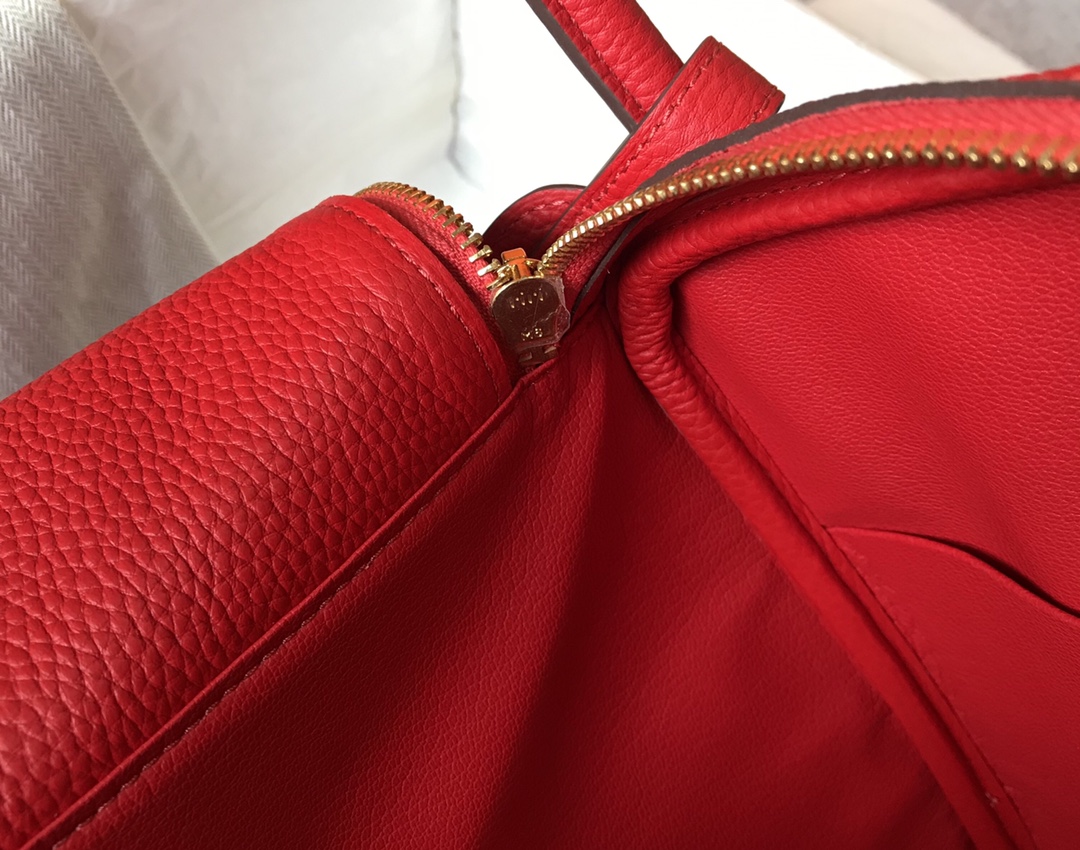 [TOP] HERMES Swift Leather Lindy Bags 30cm - Chinese Red - GHW&SHW