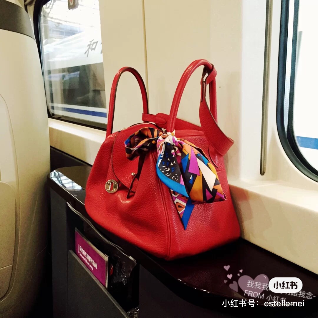 [TOP] HERMES Swift Leather Lindy Bags 30cm - Chinese Red - GHW&SHW