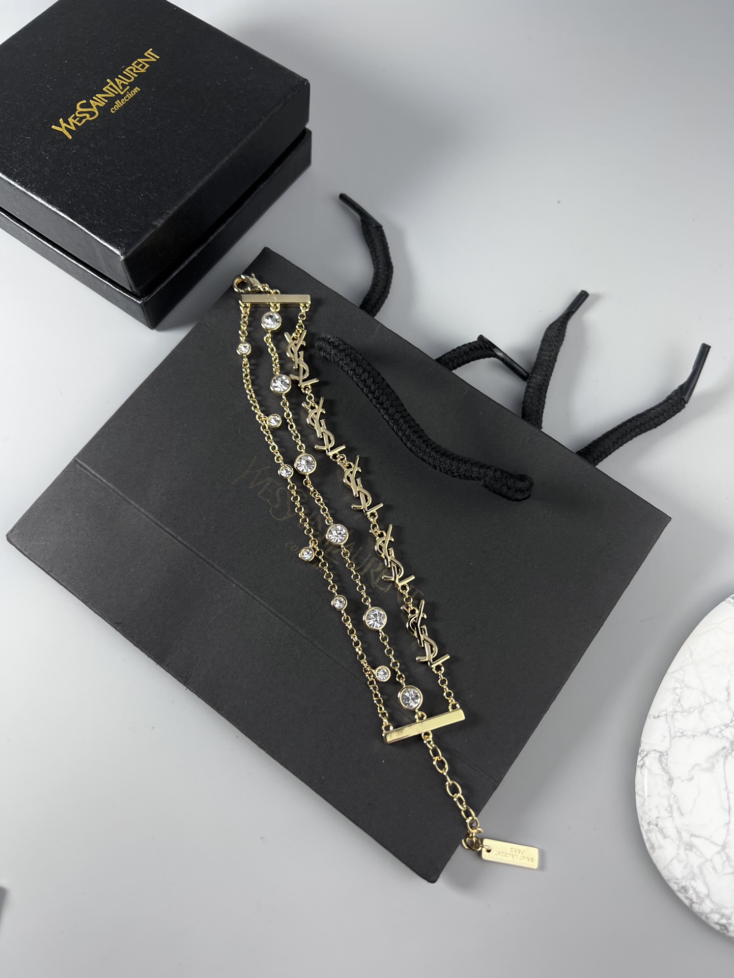 [TOP] Yves Saint Laurent YSL Metal Logo Bracelet - 2 Color - YSL