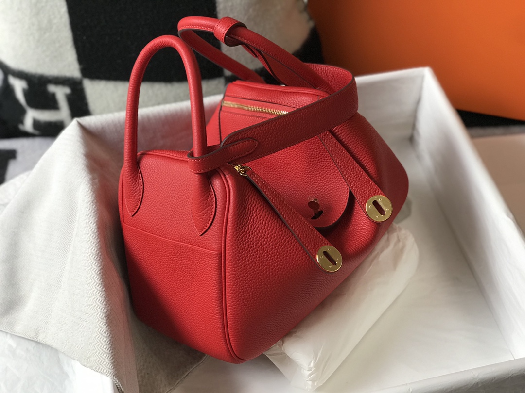 [TOP] HERMES Swift Leather Lindy Bags 30cm - Chinese Red - GHW&SHW