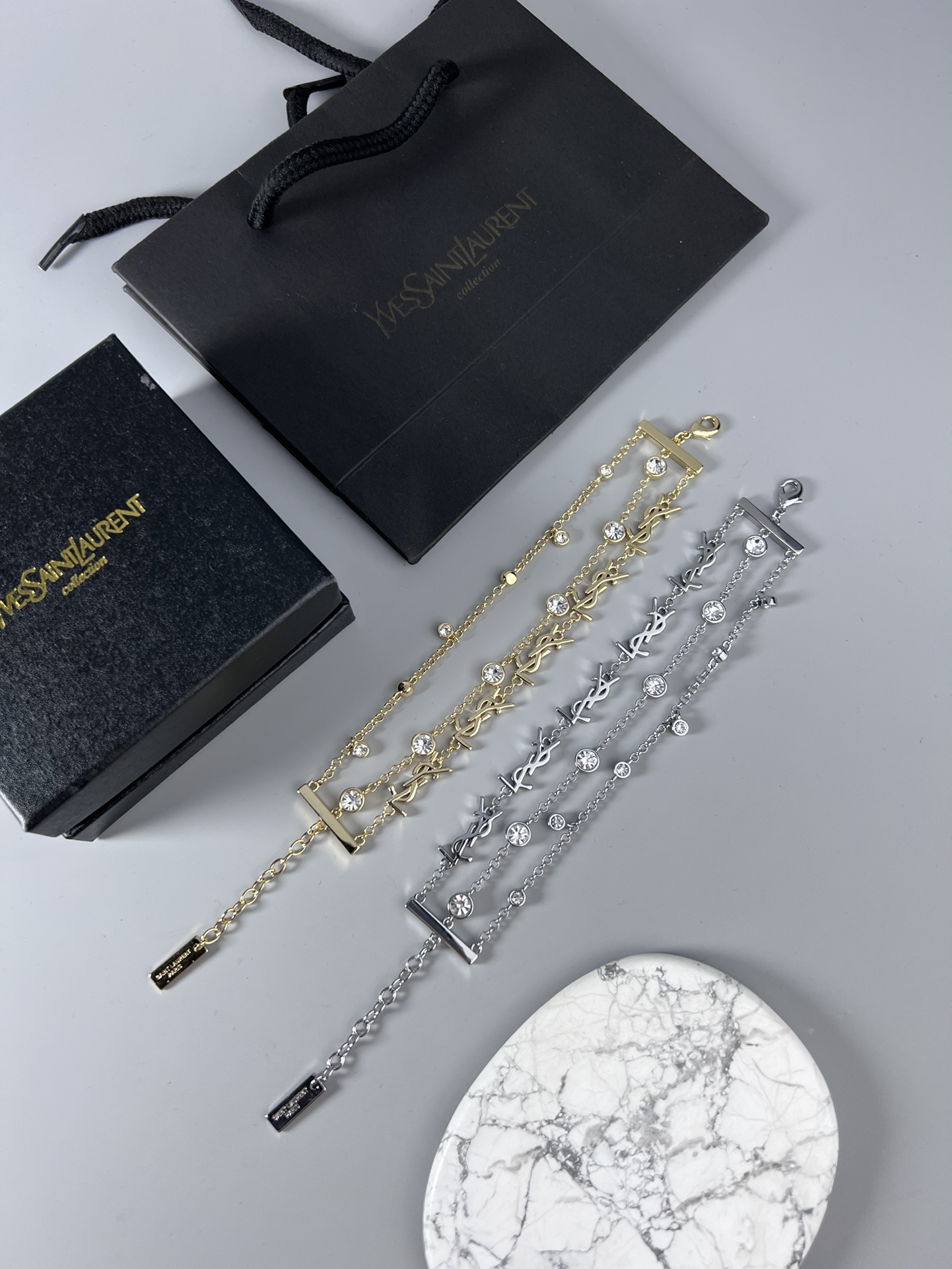 [TOP] Yves Saint Laurent YSL Metal Logo Bracelet - 2 Color - YSL