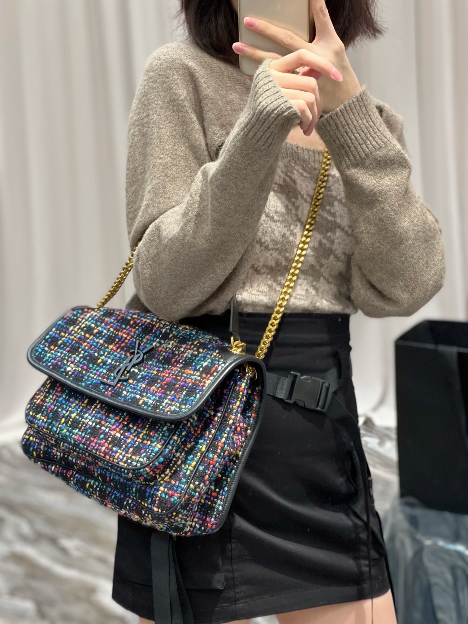 [TOP] Yves Saint Laurent YSL Tweed Niki Bags