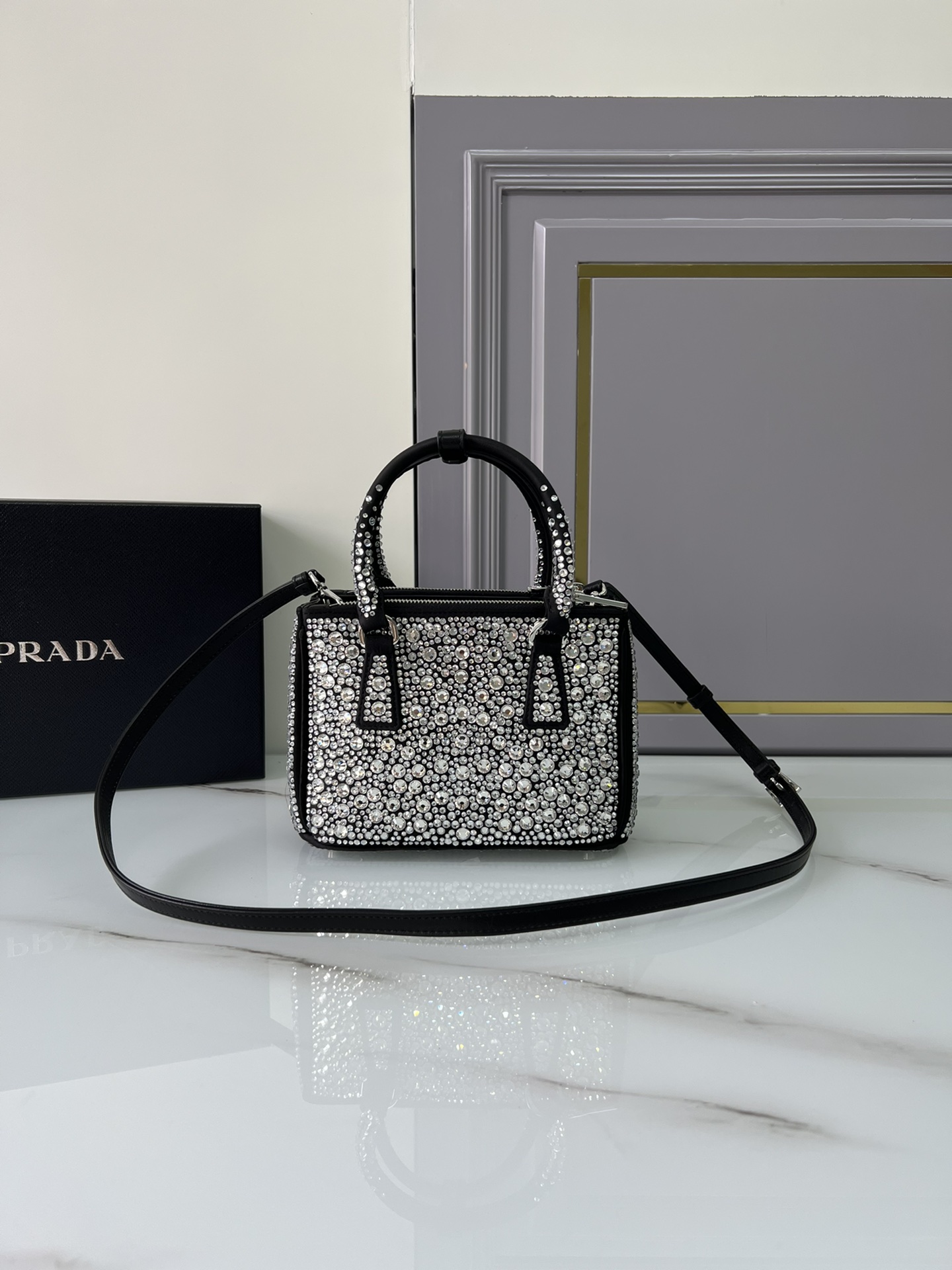 [TOP] PRADA Galleria Bag Gypsophila Mini 20x14.5x9.5cm/24.5x16.5x11cm - 6 Colour