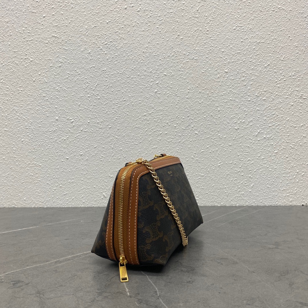 [TOP] CELINE Triomphe Chain Crossbody Bag 16x8x11cm