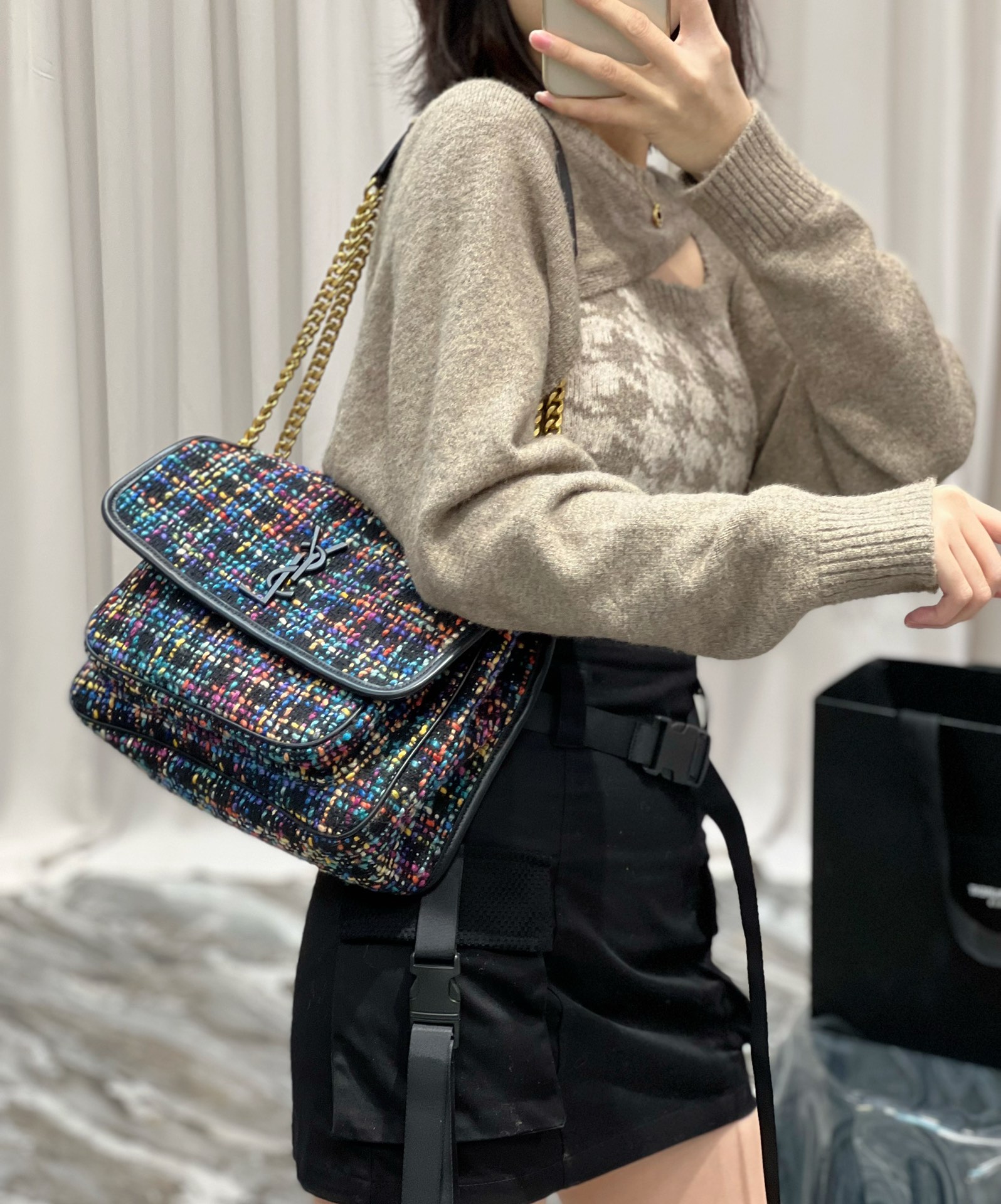 [TOP] Yves Saint Laurent YSL Tweed Niki Bags