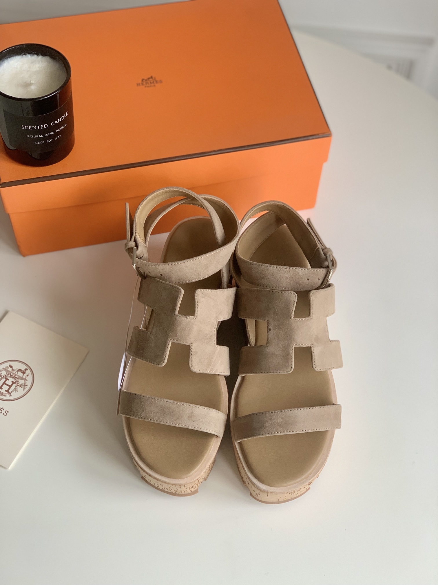 [TOP] HERMES Leather Thick Soled Sandals - Naked Color - 6CM