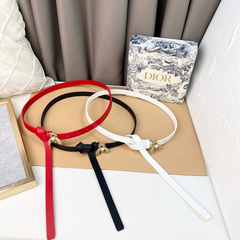 [TOP] Christian Dior Bee Cowhide Belts 2CM - 3 Colors