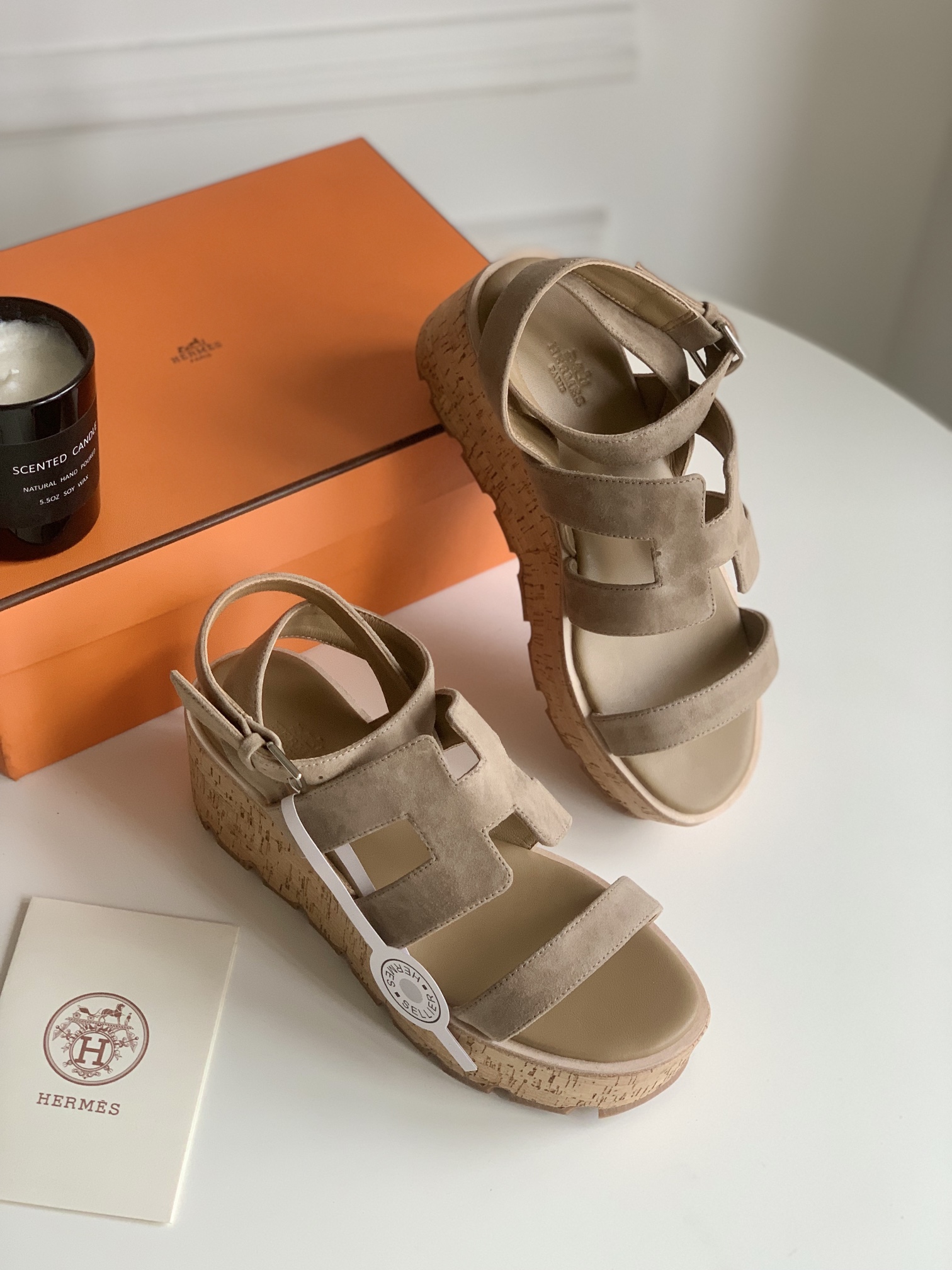 [TOP] HERMES Leather Thick Soled Sandals - Naked Color - 6CM