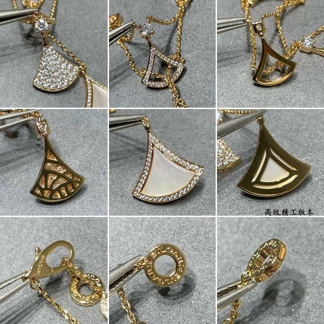 [TOP] BVLGARI White Fritillary Scalloped Skirt Necklace - White