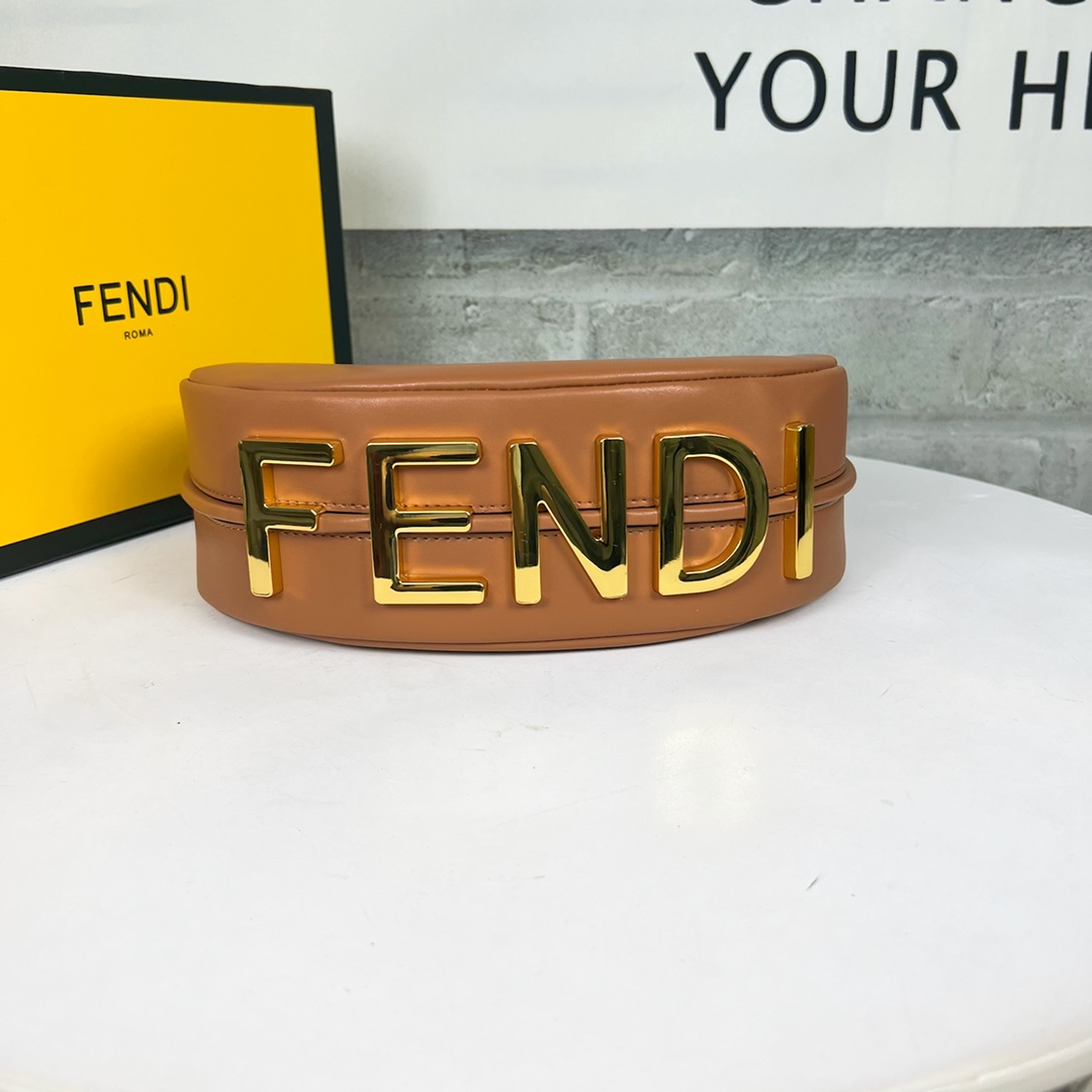 [TOP] FENDI Leather Material Fendigraphy Bags 29x24.5x10cm - Caramel&GHW
