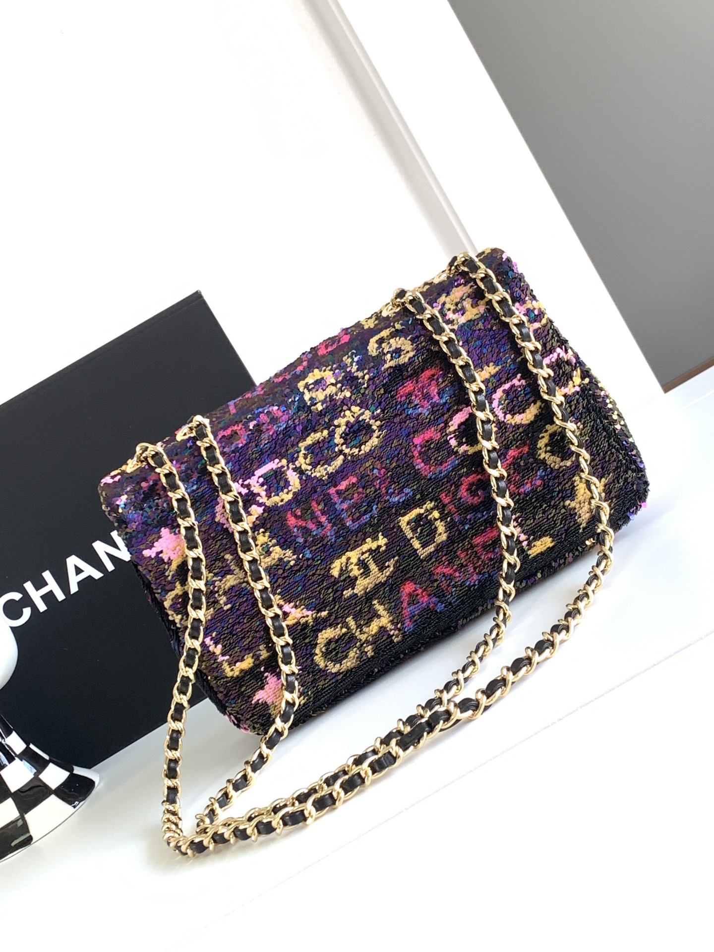 [TOP] CHANEL Sparkling Flap Bags - Black&GWH