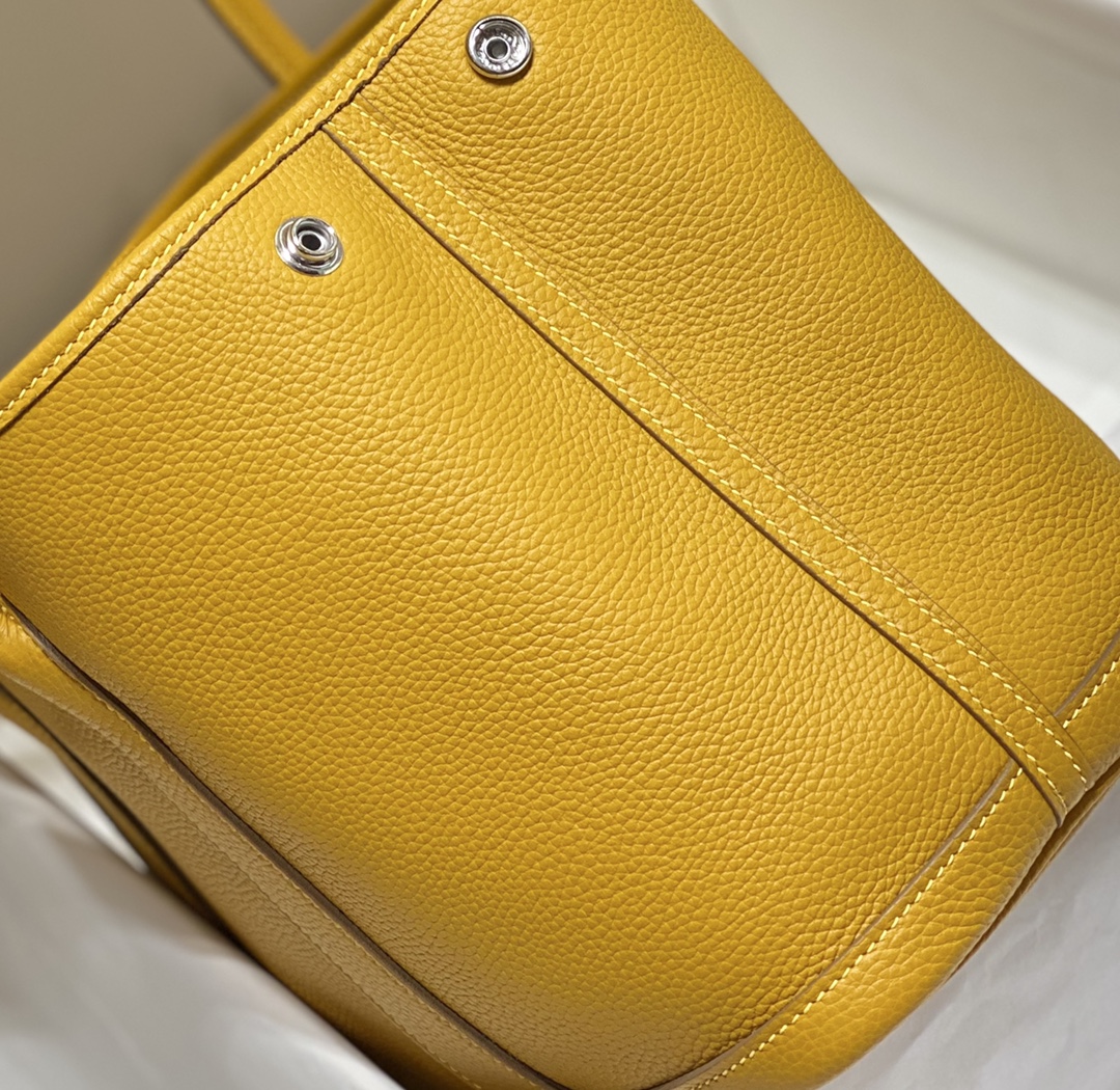[TOP] HERMES Garden Party Bags Leather 30CM - Amber Yellow&SHW