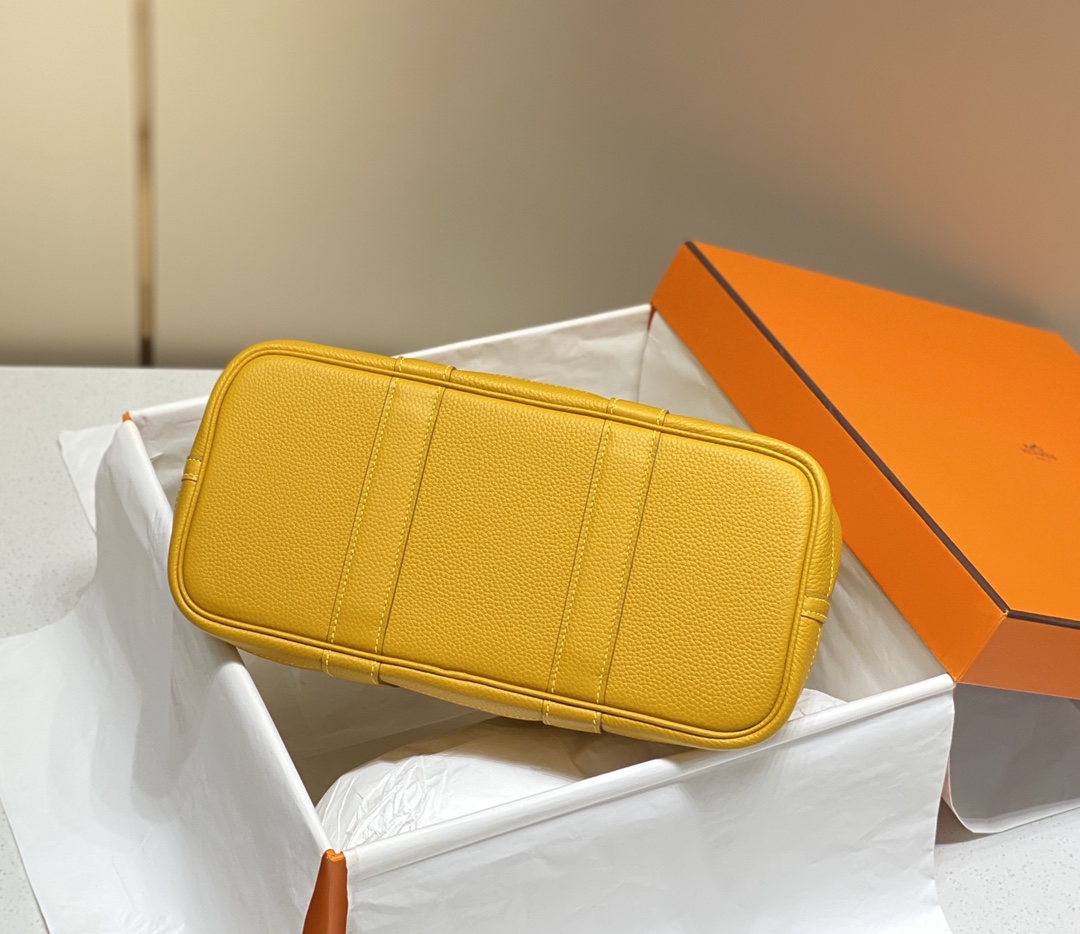 [TOP] HERMES Garden Party Bags Leather 30CM - Amber Yellow&SHW