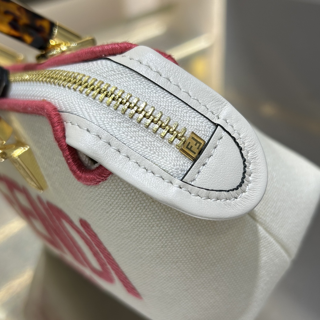 [TOP] FENDI Canvas embroidery Boston Bags - 17×18×8cm - GHW