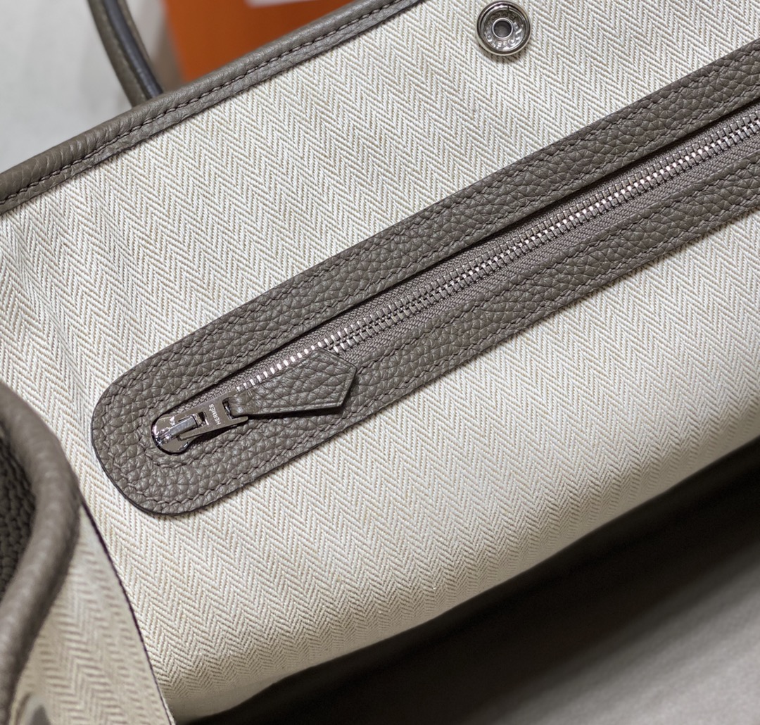 [TOP] HERMES Garden Party Bags Leather 30CM/36CM- Pewter Gray&SHW