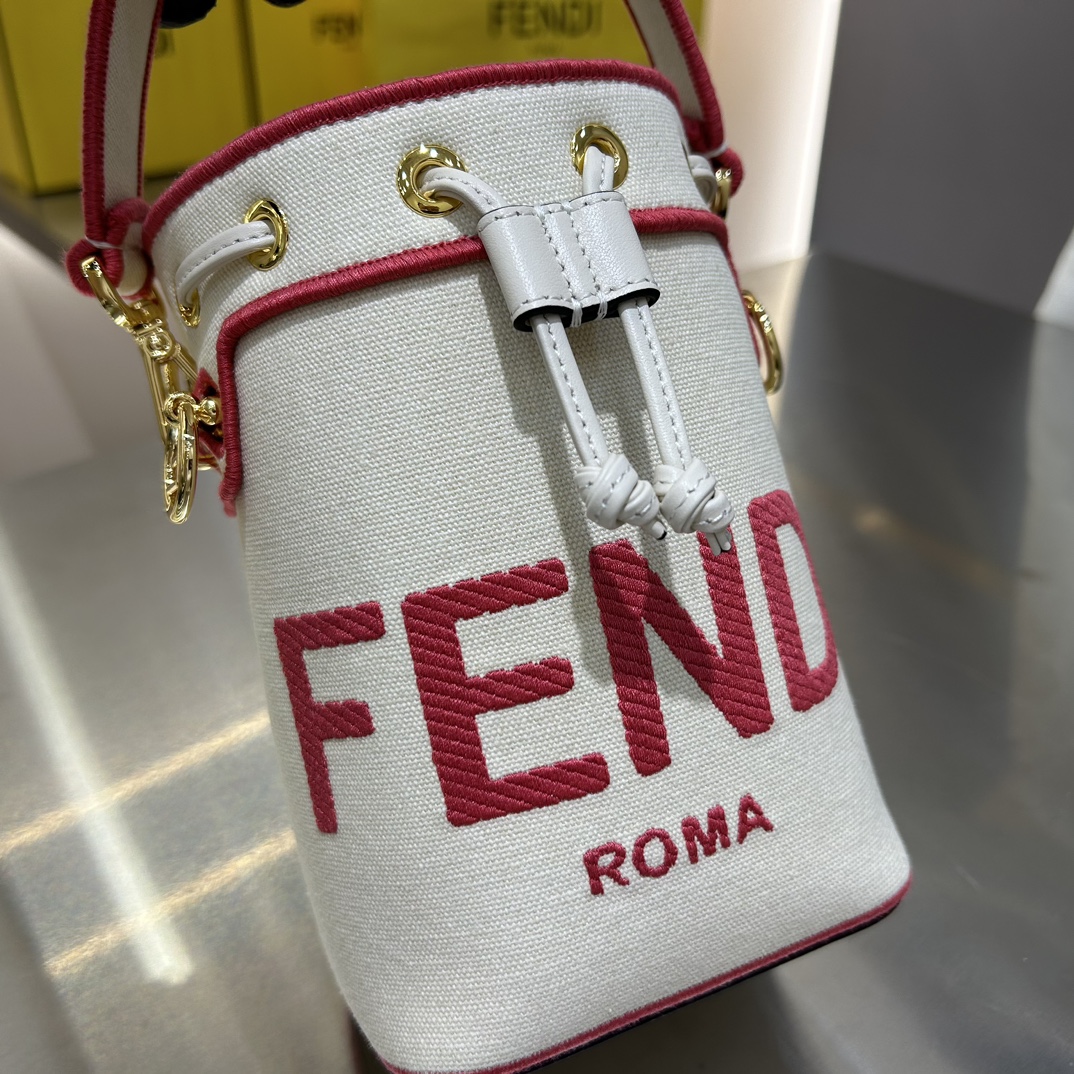 [TOP] FENDI Canvas Mon Tresor Bag - 18x12x10cm - Red
