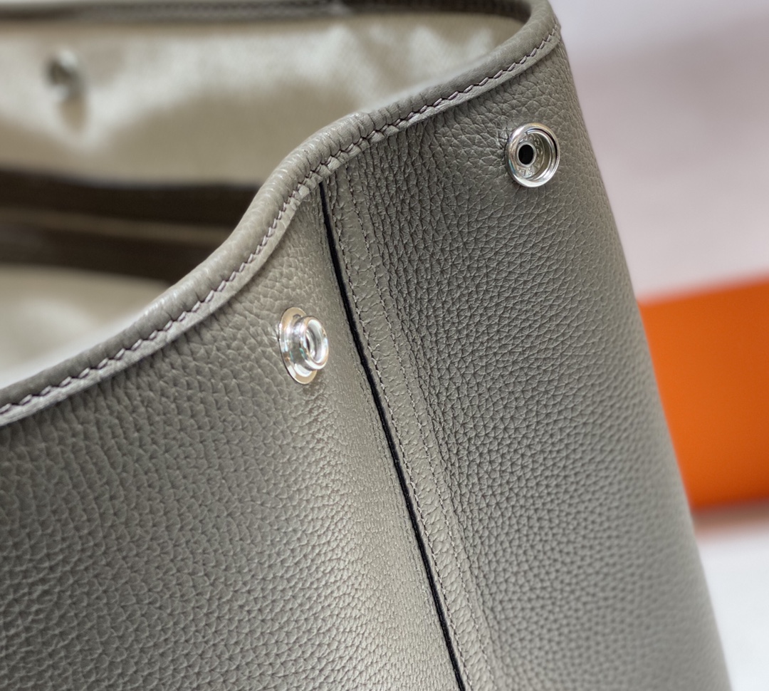[TOP] HERMES Garden Party Bags Leather 30CM/36CM- Pewter Gray&SHW