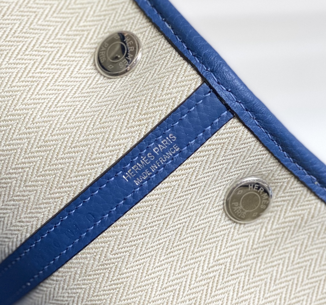 [TOP] HERMES Garden Party Bags Leather 30CM - Deep Blue&SHW