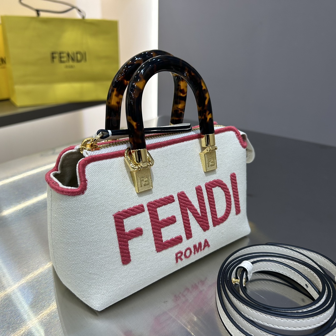 [TOP] FENDI Canvas embroidery Boston Bags - 17×18×8cm - GHW