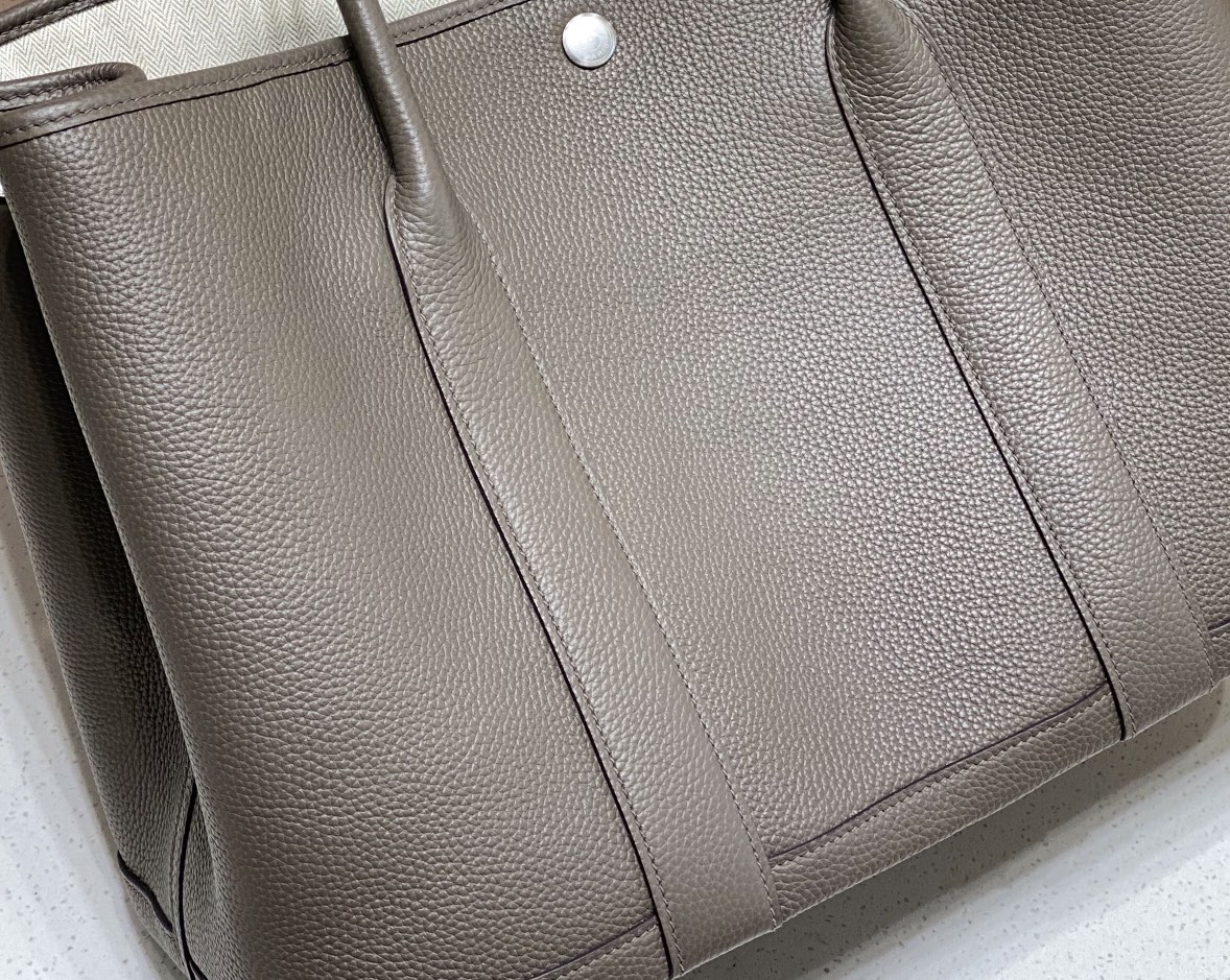 [TOP] HERMES Garden Party Bags Leather 30CM/36CM- Pewter Gray&SHW