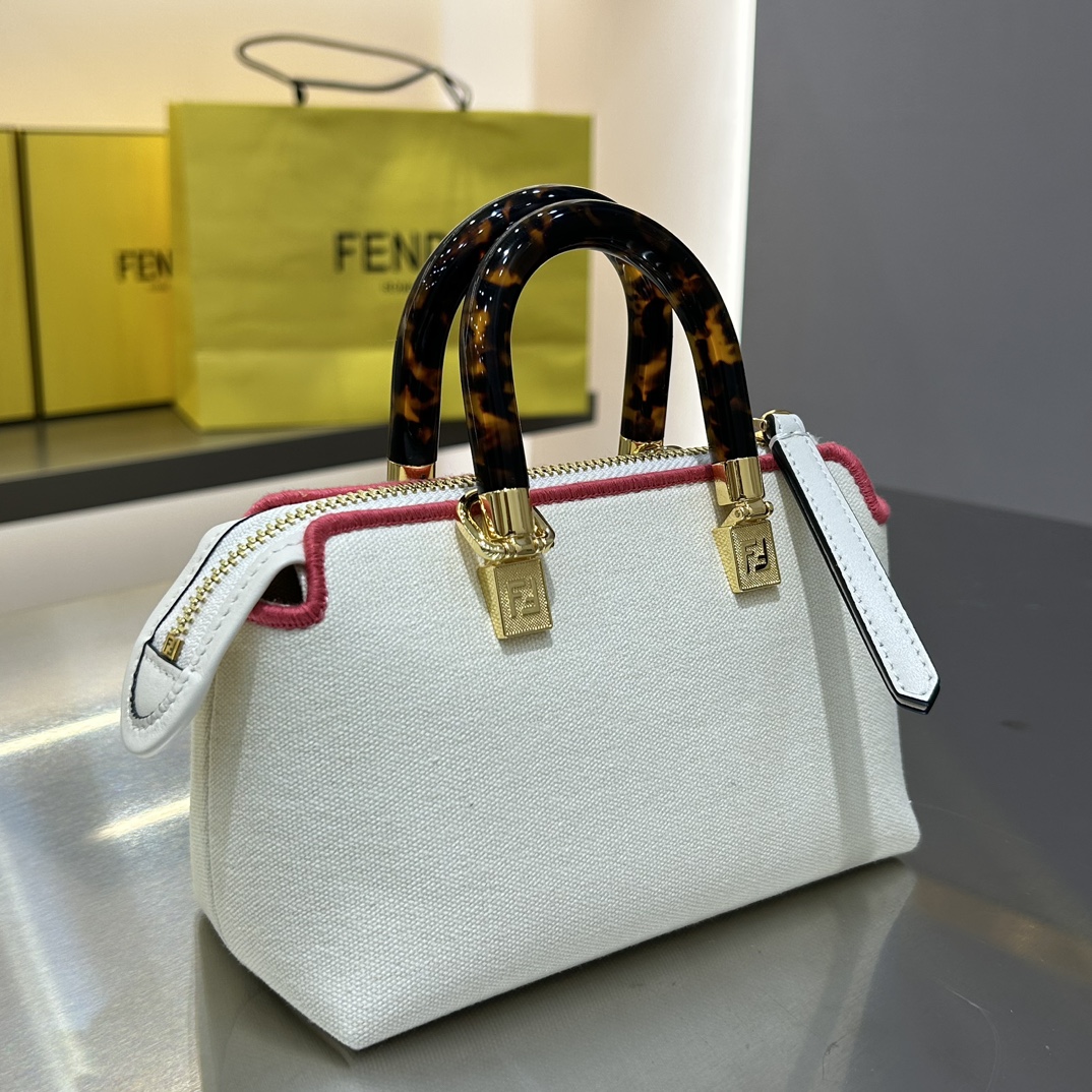 [TOP] FENDI Canvas embroidery Boston Bags - 17×18×8cm - GHW