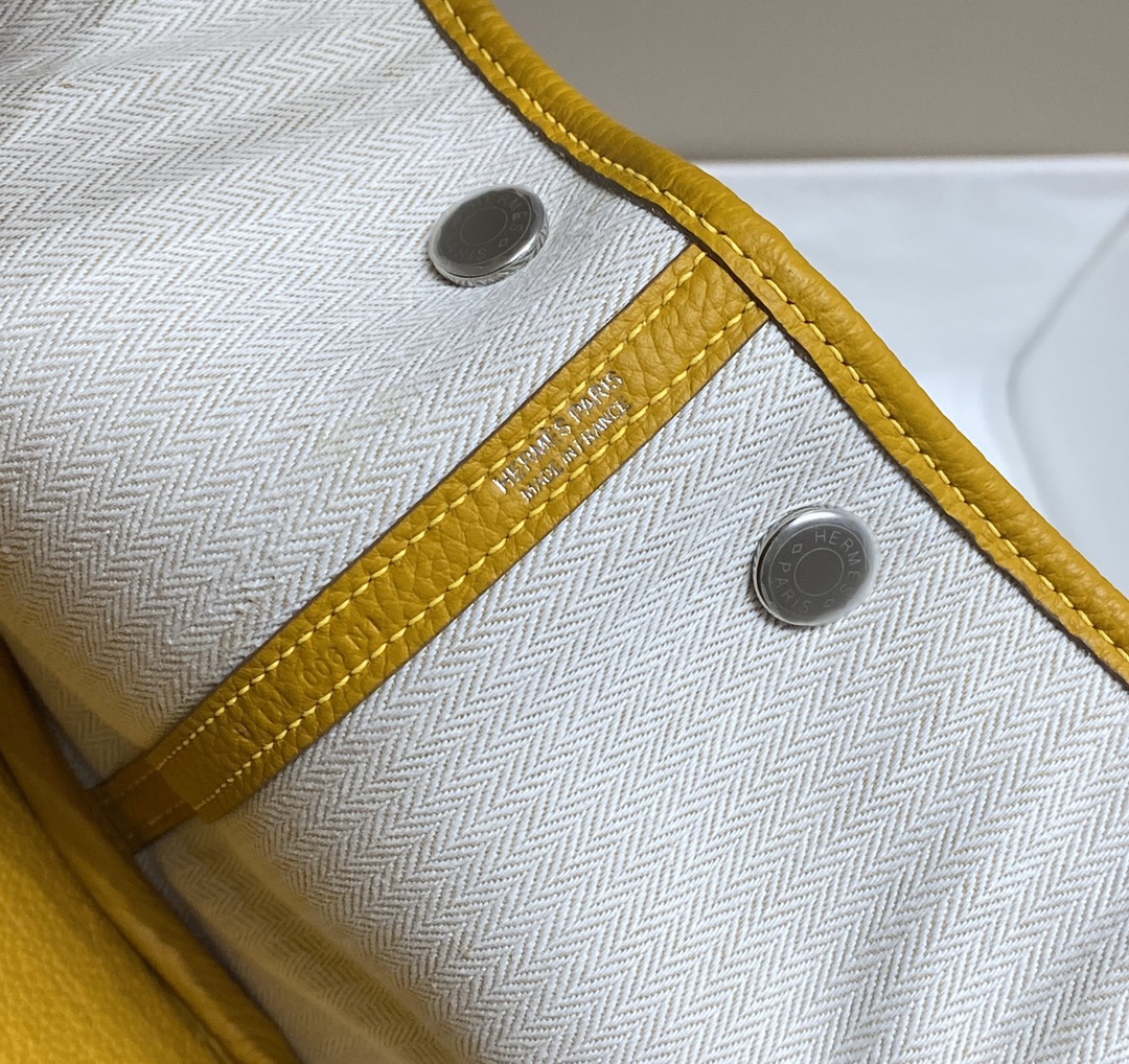 [TOP] HERMES Garden Party Bags Leather 30CM - Amber Yellow&SHW