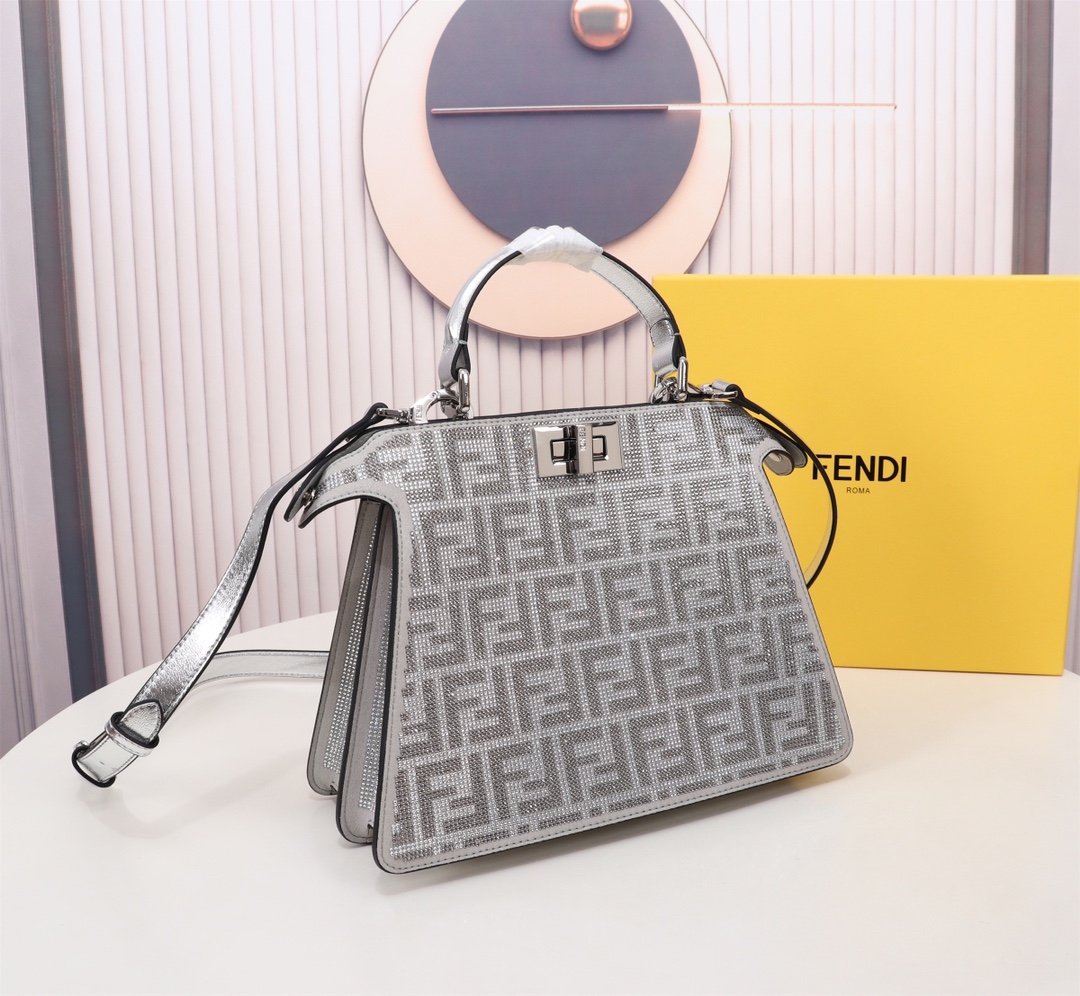 [TOP]FENDI Double FF Full Drill Peekaboo Bag 27×21×9.5CM - SHW