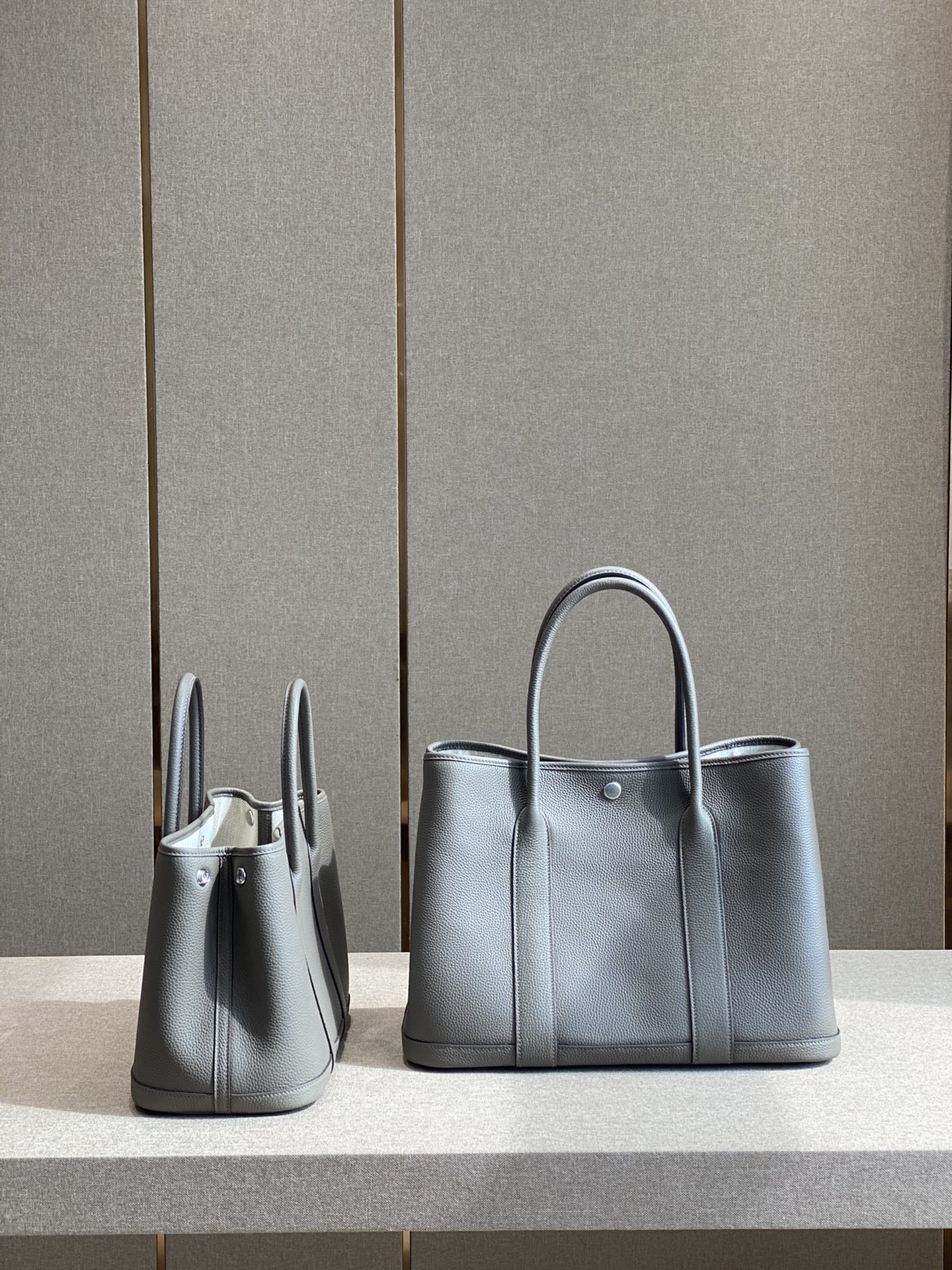 [TOP] HERMES Garden Party Bags Leather 30CM/36CM- Pewter Gray&SHW
