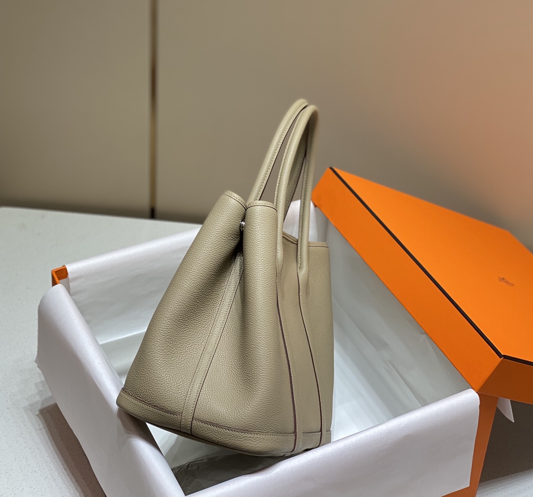 [TOP] HERMES Garden Party Bags Leather 30CM/36CM - Windbreaker Gray&SHW