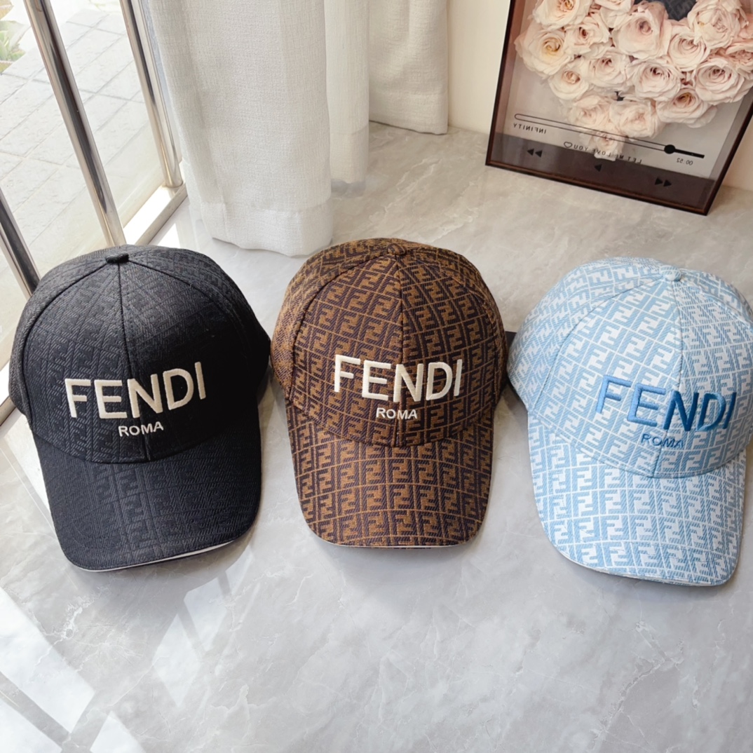 [TOP] FENDI Double F Vintage Patchwork Baseball Cap - 3 Colors