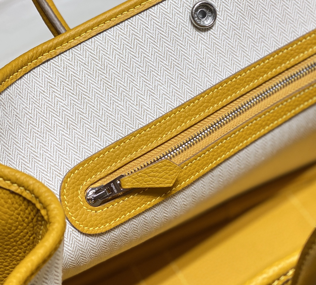 [TOP] HERMES Garden Party Bags Leather 30CM - Amber Yellow&SHW