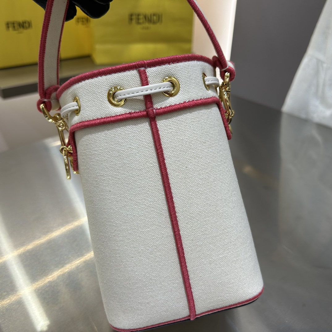 [TOP] FENDI Canvas Mon Tresor Bag - 18x12x10cm - Red