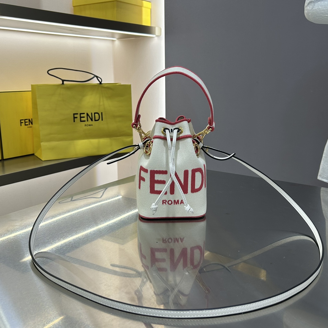 [TOP] FENDI Canvas Mon Tresor Bag - 18x12x10cm - Red