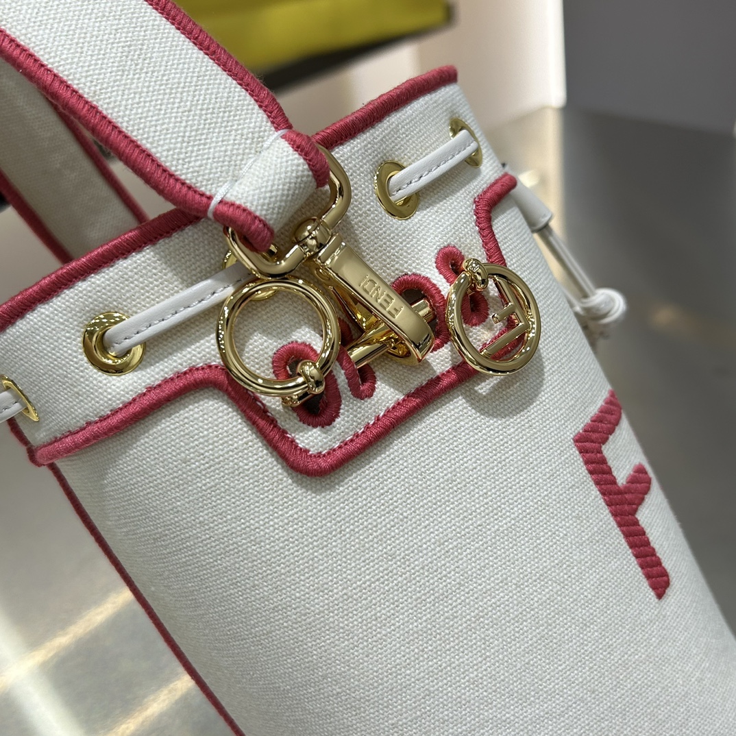 [TOP] FENDI Canvas Mon Tresor Bag - 18x12x10cm - Red