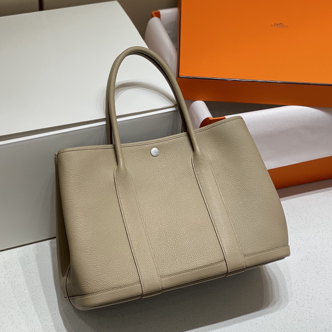 [TOP] HERMES Garden Party Bags Leather 30CM/36CM - Windbreaker Gray&SHW