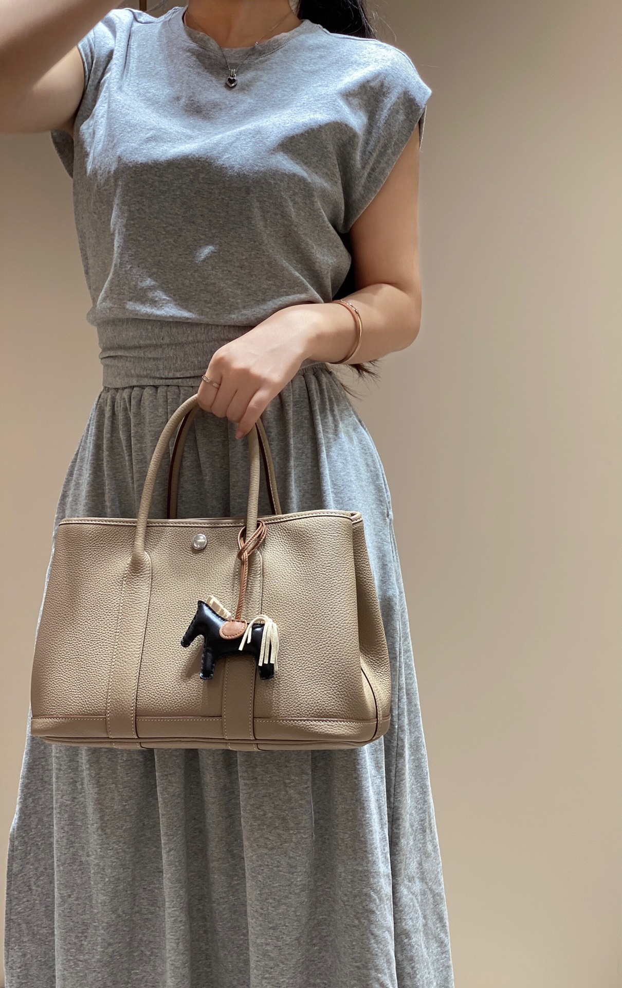 [TOP] HERMES Garden Party Bags Leather 30CM/36CM - Windbreaker Gray&SHW