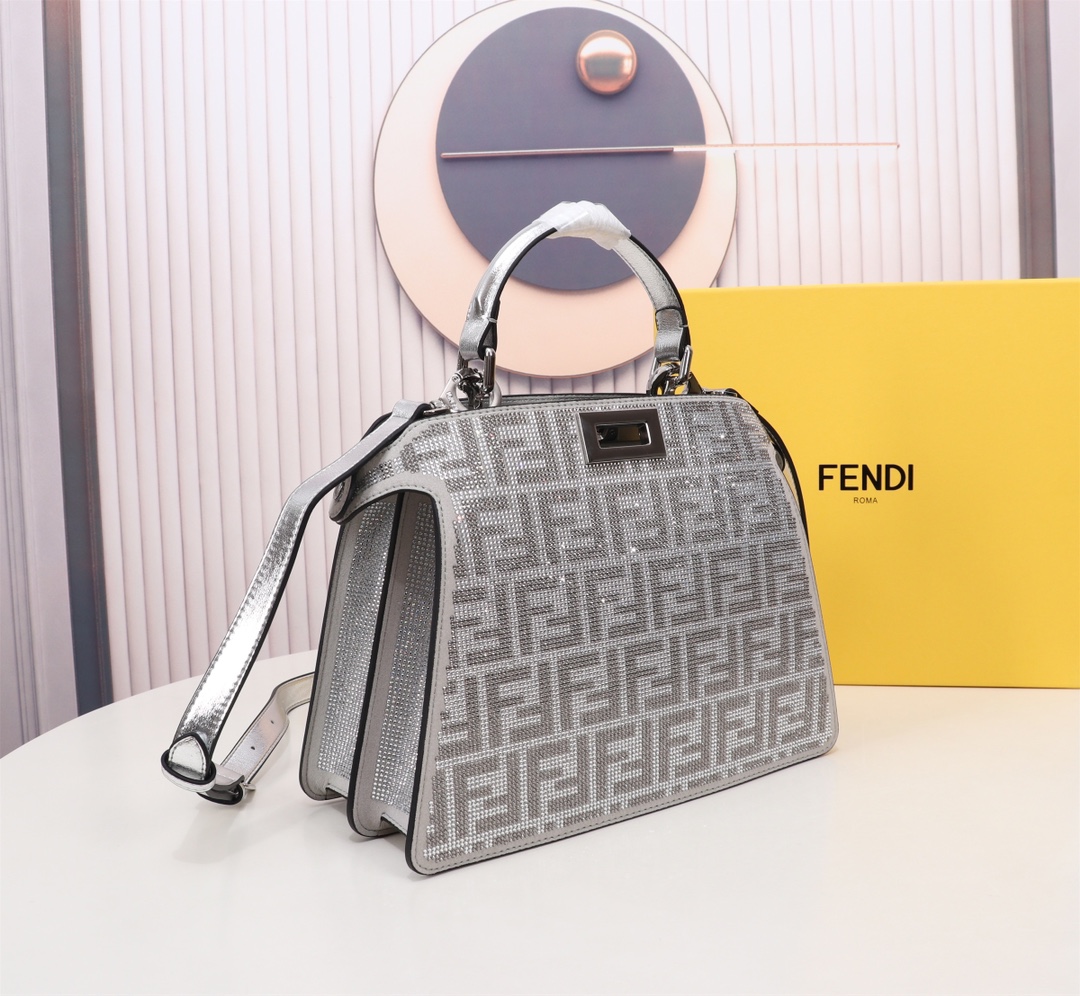[TOP]FENDI Double FF Full Drill Peekaboo Bag 27×21×9.5CM - SHW