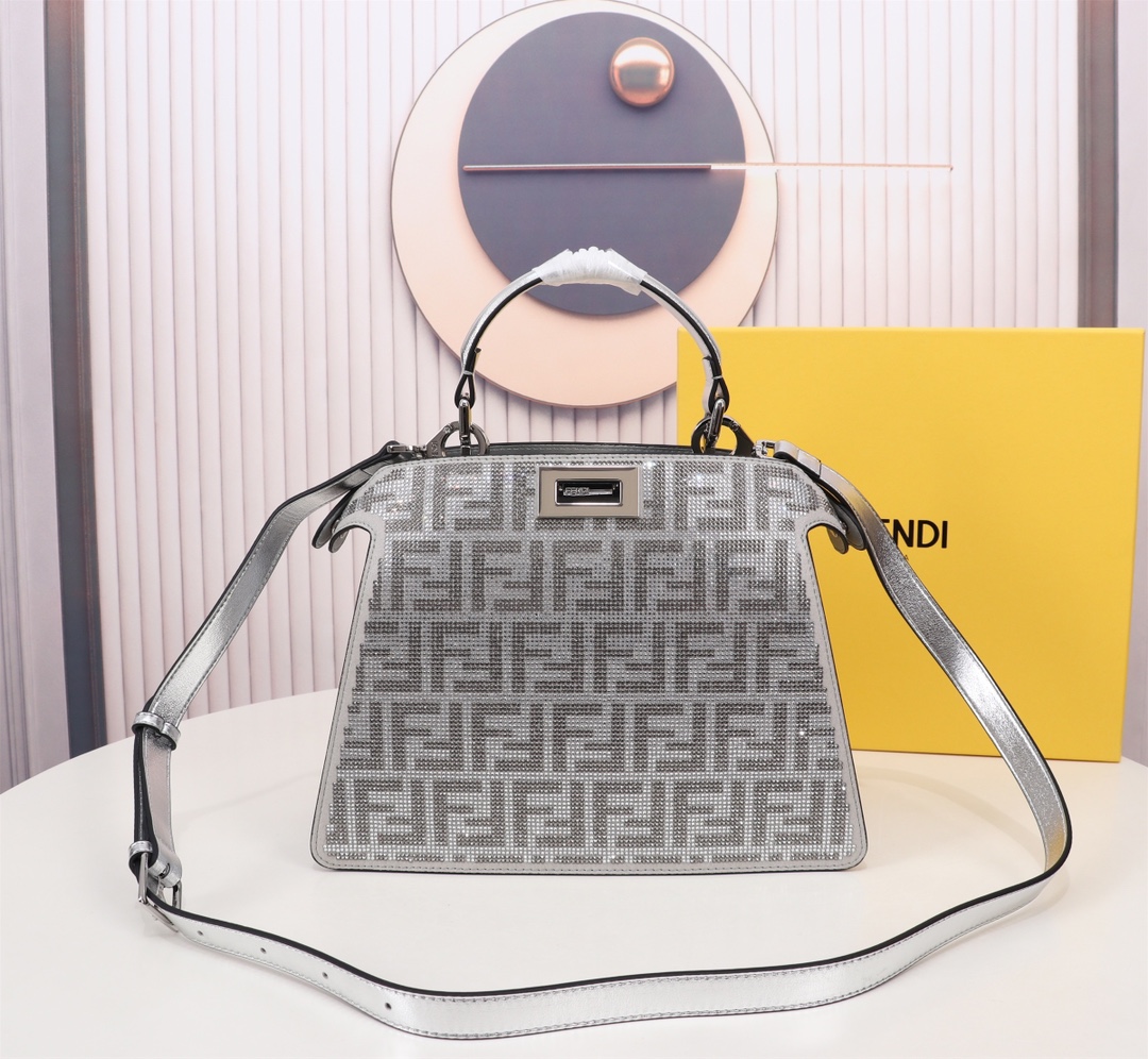 [TOP]FENDI Double FF Full Drill Peekaboo Bag 27×21×9.5CM - SHW