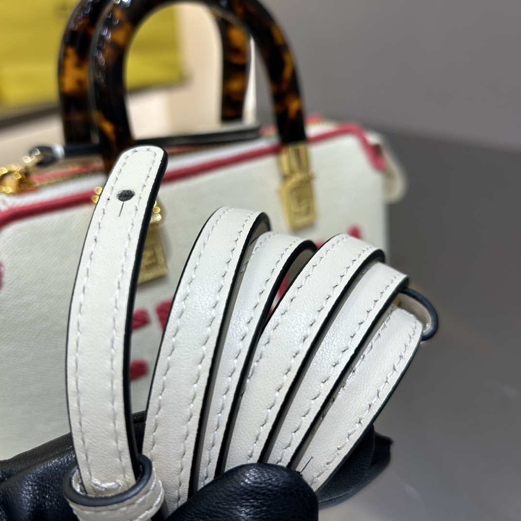 [TOP] FENDI Canvas embroidery Boston Bags - 17×18×8cm - GHW