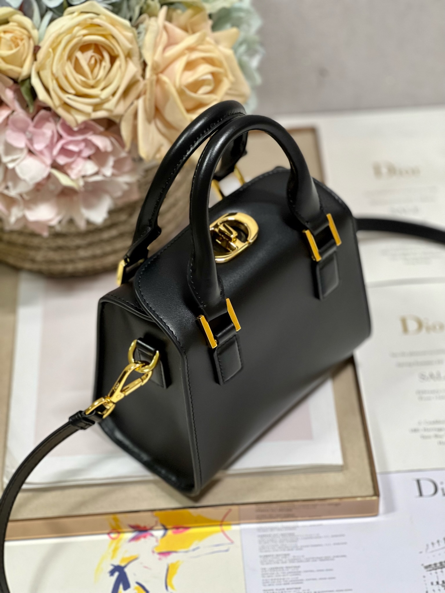 [TOP] Christian Dior Small Boston Handbag - Black&GHW - 20×12.5×16cm
