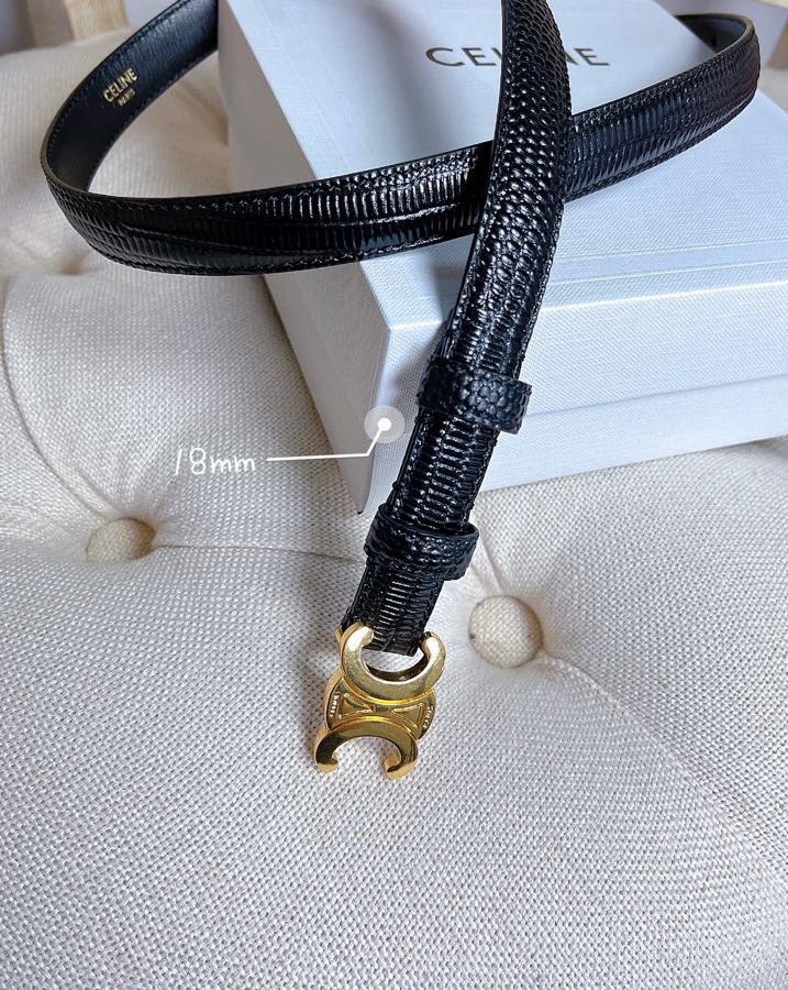 [TOP] CELINE Lizard Leather Belts - 1.8cm - Black