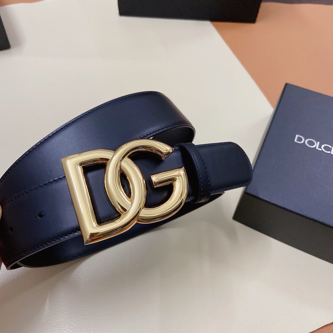 [TOP] Dolce & Gabbana D&G Double Sided Top Layer Cowhide Belts 4CM - Black