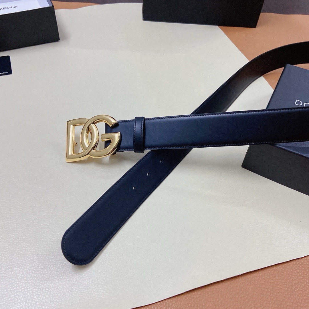 [TOP] Dolce & Gabbana D&G Double Sided Top Layer Cowhide Belts 4CM - Black