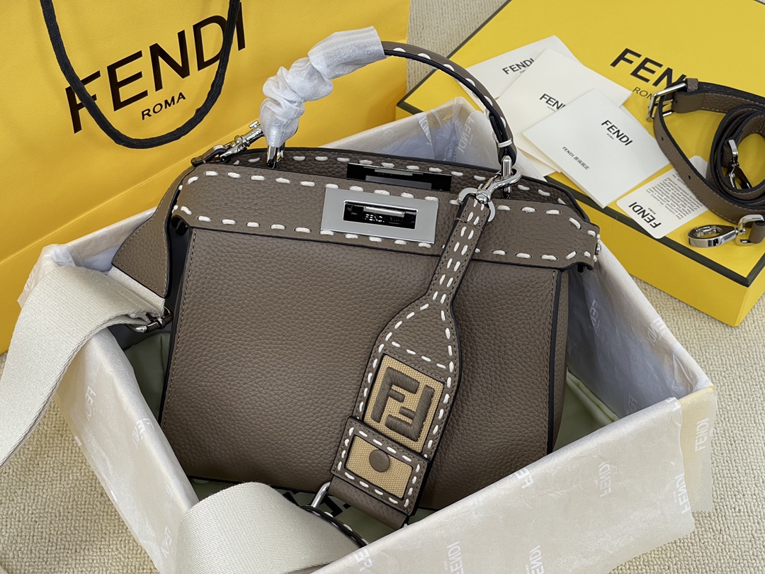 [TOP] FENDI Litchi Texture Peekaboo Bags 23×18×11CM - 2 Colors&SHW